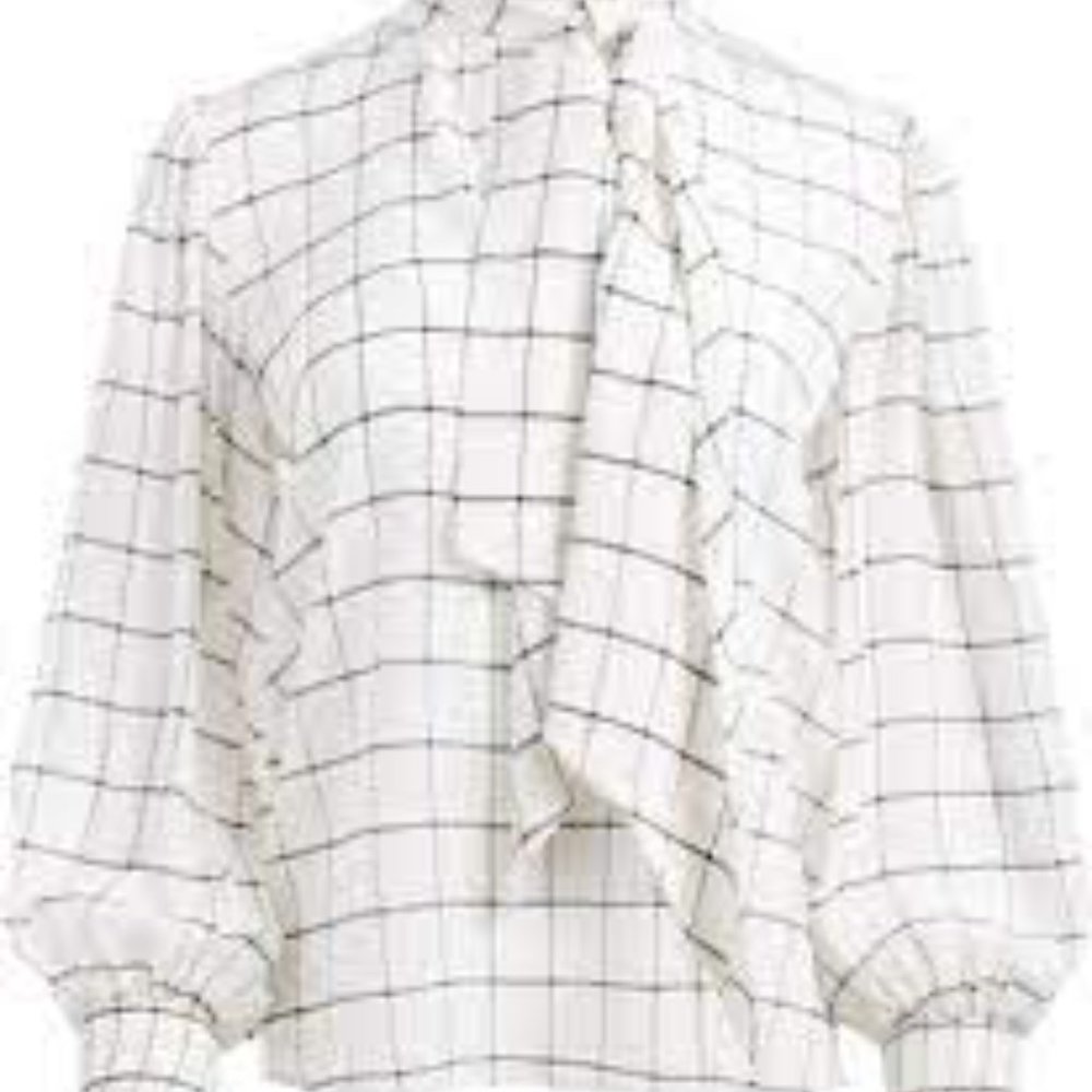 BNWT ALICE + OLIVIA  Mallie Tie Neck Blouse - Picture 3 of 15